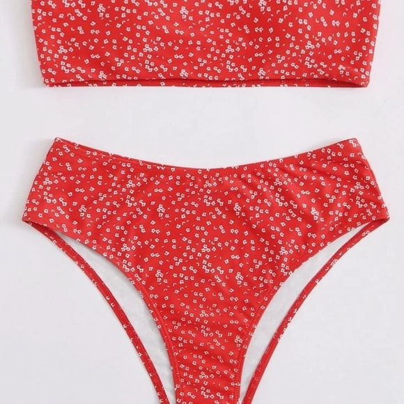 DITSY FLORAL BANDAU HIGH WAISTED BIKINI SWIMSUIT BY SHEINSIZE L (US 8-10) - Picture 2 of 5